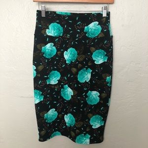 Lularoe Cassie XS black and turquoise floral